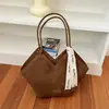 Bolso tote tejido de PU de gran capacidad para mujer, nuevo estilo 2026, con un look sofisticado y casual, versátil para el uso diario y para ir al trabajo, y diseñado para llevarse debajo del brazo