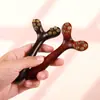Pente Massageador de Mandíbula em Forma de Y de Chifre de Sândalo Roxo Bastão Massageador de Olhos Ruyi Massageador Facial de Chifre