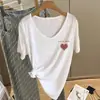 Camiseta de manga corta con cuello en V 2026, Amigable con la piel y transpirable, Estilo fresco y delgado de verano, Top de manga corta adelgazante, Top simple estilo Ins, Modelo nuevo