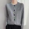 Elegante cardigã de tricô colorido abotoado para mulheres, casaco curto, grosso, novo estilo outono e inverno 2026