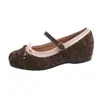 Sapatos Mary Jane Internos que Aumentam a Altura para Mulheres, Novo Estilo Primavera e Verão, Cor Doce Color Blocking Laço Boca Rasa Salto Grosso Sapatos de Salto Único para Combinar com Saias