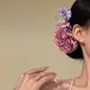 Pasador Floral Rosa con Ambiente de Vacaciones, Impresionante y Elegante Accesorio para el Cabello, Nuevo Estilo 2026, Pinza para el Cabello de Gama Alta