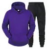 Sudadera unisex para pareja europea y americana 2023, color liso, conjunto de sudadera con capucha de forro polar para otoño e invierno