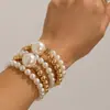 Joyería Transfronteriza Europea y Americana, Set de Pulseras Francesas Exageradas con Perlas, Pulsera Elegante con Perlas Redondas Grandes Microincrustadas