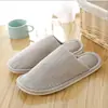 Pantuflas de Lino Estaciones Japonesas y Coreanas Hogar Interior Hombres y Mujeres Pareja Suela Gruesa Simples Cálidas Otoño e Invierno Pantuflas de Algodón