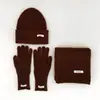 Nuevo Conjunto de Tres Piezas Elegante y Sencillo de Gorro, Bufanda y Guantes de Punto de Color Sólido, Hilo Cálido de Cachemira Sintética, Versátil Multicolor