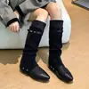 Calça bota de bico fino estilo coreano para mulheres, nova coleção 2026, botas longas que aumentam a altura, botinhas plissadas, botas de montaria de cano alto que emagrecem