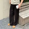 Pantalones largos de seda helada fluidos, transpirables y de secado rápido, pantalones de pierna ancha de verano, cintura elástica, pantalones casuales, holgados y versátiles, pierna recta, estilo americano