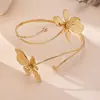 Diseño Transfronterizo Europeo y Americano Flores Doradas Sencillo Retro Flor Tridimensional Juego de Pendientes Collar Pulsera Brazalete Anillo