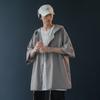 Camisa de Manga Corta para Hombre, Verano Estilo Hong Kong Top Japonés de Manga Tres Cuartos con Capucha, Chaqueta Camisera Urbana Holgada y Moderna