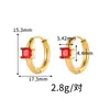 Pendientes Cuadrados de Zirconia Estilo Vintage Transfronterizos, Aros Texturizados Chapados en Oro de Acero Inoxidable, Pendientes Exquisitos para el Viaje Diario