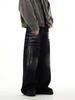 Pantalones Casuales Relajados Vintage Tendencia Diseño de Nicho Americano Patrón de Rayos Jeans de Pierna Ancha para Hombres y Mujeres