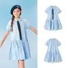Faldas para Niñas Balabala Vestidos para Niños 2026 Nuevo Vestido de Princesa de Verano Estilo Preppy Dulces Mangas Abullonadas