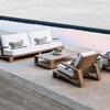 Sofá de Patio al Aire Libre Villa al Aire Libre Impermeable Ocio Muebles de Madera Maciza Exterior Jardín Terraza Combinación de Sofá de Teca