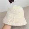 Chapéu balde de tricô de lã dupla face estilo japonês para mulheres, mistura de lã outono e inverno, chapéu balde quente, estiloso e moderno