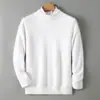 Suéter grueso de lana pura para otoño e invierno, color liso, prenda interior de punto de cuello alto medio para hombre, corte holgado, versátil, moderno, suéter para hombre de talla grande