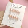 10 Peças de Patches de Manicure Segmentados de Gelo-Transparente Gradiente, Patches Simples Brancos para Unhas Longas, Unhas Usáveis Banhadas à Mão