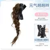 Trenzas para peluca de mujer, cabello trenzado con accesorio para el cabello de lazo, trenzas de cabello artificial natural estilo coreano, coleta de peluca con pinza de garra