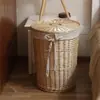 Cesto de roupa suja de vime, cesto de lavanderia de vime, cesto de armazenamento de roupas para casa Chunjia, caixa organizadora de brinquedos