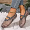 Zapatos Planos de Malla Transpirable Huecos de Suela Suave de Talla Grande para Mujer Estilo Nuevo Zapatos Mary Jane Transfronterizos Transfronterizos