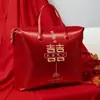 Bolsa de Edredom de Algodão Vermelho Mais Vendida para Casamentos, Bolsa de Armazenamento de Edredom para Dote Festivo, Conjunto de Quatro Peças Estilo Chinês