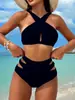 24 Nuevas Estaciones Independientes Transfronterizas Europeas y Americanas Popular Ruso Nylon Doble Cara Bikini Cruzado Traje de Baño Multicolor Listo para Enviar