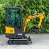 Excavadora pequeña de 1 tonelada de fábrica, máquina zanjadora para uso doméstico, excavadora para construcción de alcantarillas, en stock