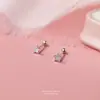 Brincos de Parafuso Estrela com Zircônia Microincrustada em Prata Pura S999 da Série Element para Mulheres, Brincos Versáteis em Forma de Coração, Seguros para Orelhas Perfuradas