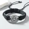 Acessórios Transfronteiriços Novos Mais Vendidos, Pulseira de Couro Genuíno, Decoração com Logo Triangular de Liga, Pulseira de Couro Bovino, Pulseira Retrô Europeia e Americana