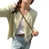 Cardigan de Tricô Feminino Outono e Inverno Peça de Roupa Externa Cardigan Suéter Jaqueta Manga Longa Emagrecedor Top de Inverno