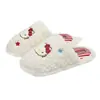 Chinelos de Algodão HelloKitty Femininos Inverno Interno Casa Antiderrapante Fofos Pelúcia Quentes Chinelos Outono e Inverno Chinelos de Algodão