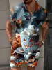 Novo Conjunto de Camisa de Manga Curta e Shorts Masculino com Estampa Engraçada de Halloween para o Verão - Venda Cruzada da Amazon
