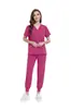 Conjunto de Uniforme Médico para Mulheres - Blusa com Decote em V e Calça Reta, Uniforme de Trabalho Unissex, Uniforme Cirúrgico Ajustado, Pijama Hospitalar, Várias Cores