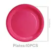 Platos Redondos de Color Sólido Rojo Rosa en Stock para Decoración de Fiesta de Cumpleaños, Platos de Papel Desechables, Manteles, Cuchillos, Tenedores y Cucharas