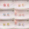 Brincos de Tarraxa Flor de Cinco Pétalas com Mini Contas Iridescentes Douradas para Looks de Meninas Brincos para o Dia a Dia com Estilo de Temperamento Suave