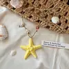 Ilha de Férias~Colar de Estrela-do-Mar com Contas de Dopamina Estilo Férias na Praia para Mulheres Corrente de Clavícula Exagerada Acessório Único