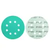 Lixa Verde com Flocagem de Areia de 5 Polegadas e 8 Furos 125mm Papel de Látex Baseado em Papel Disco de Lixa Verde para Polimento Lixa para Lixamento a Seco