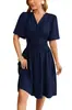 Vestido de Moda com Decote V, Ajuste na Cintura e Mangas Sino, Roupas Europeias e Americanas Transfronteiriças para Mulheres, Lançamento Primavera/Verão 2026, Site Independente da Amazon