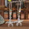 Aretes Largos Vintage Populares Bohemios en Forma de Gota Moda Creativa Campanas Aretes Acrílicos Turquesa para Mujer