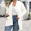 2026 Amazon transfronterizo europeo y americano talla grande mujer otoño casual color liso manga larga cárdigan chaqueta fina