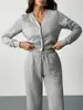 Amazon Transfronterizo Europeo y Americano Otoño e Invierno Nuevo Traje Casual de Pantalón de Chándal Corto de Color Sólido para Mujer