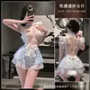 Lencería seductora de malla transparente, corsé de sirvienta de deseo puro con dulce lazo, disfraz de sirvienta qqny