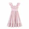 Fabricante Mayorista de Ropa para Mujer Transfronteriza 2026 Nuevo Vestido de Estilo Europeo y Americano de Cuatro Colores de Botonadura Única con Rayas y Cintura Fruncida