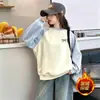 Novedades transfronterizas otoño e invierno sudaderas para niños medianos y grandes tops básicos de manga larga para niñas con estampado de lazo degradado europeo y americano