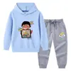 Nova coleção outono/inverno 2023 roupas infantis transfronteiriças conjunto de duas peças para bebê com capuz, suéter e calça, algodão, manga longa