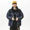 Jaqueta Puffer Nasa Gola Alta Cor Contrastante Masculina Inverno 2025 Nova Acolchoada Quente Jovem Jaqueta de Penas de Pato