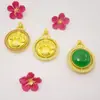 Colar de Contas Redondas com Pedra Luminosa Inlaid Atacado, Pingente Luminoso, Colar de Contas Budista, Pingente Redondo, Presente de Noz em Resina Brilhante