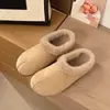 2026 Cálidas Moda Algodón Felpa Retro Forradas Otoño Invierno Casual Suela Gruesa Versátiles Pantuflas Pantuflas de Piel para Exteriores Mujer Cómodas