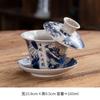 Tigela Gai Sancai Tigela de Chá Xícara de Chá Grande Cerâmica Única Porcelana Branca Jogo de Chá Kung Fu Porcelana Azul e Branca com Tampa