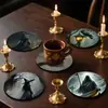 Posavasos de Madera Halloween Festival Clásico Retro Restaurante Vajilla Aislamiento Posavasos para Té Antideslizante Base para Taza Set Festivo